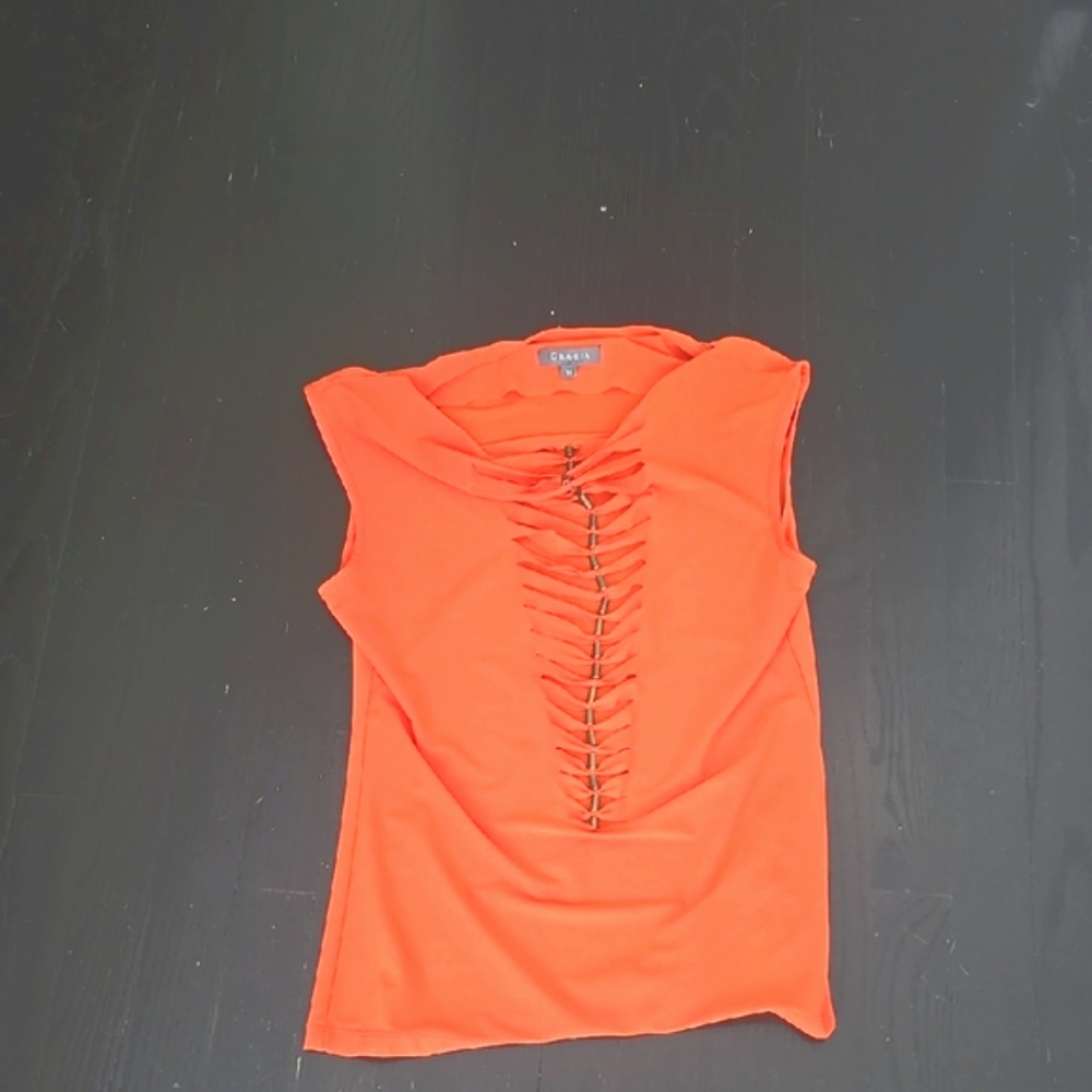 Orange Top with Unique Front Design